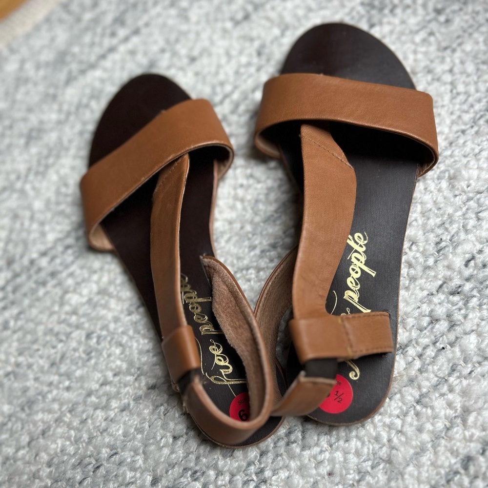 Free People Cognac Strappy Women’s Sandals - Picture 7 of 11